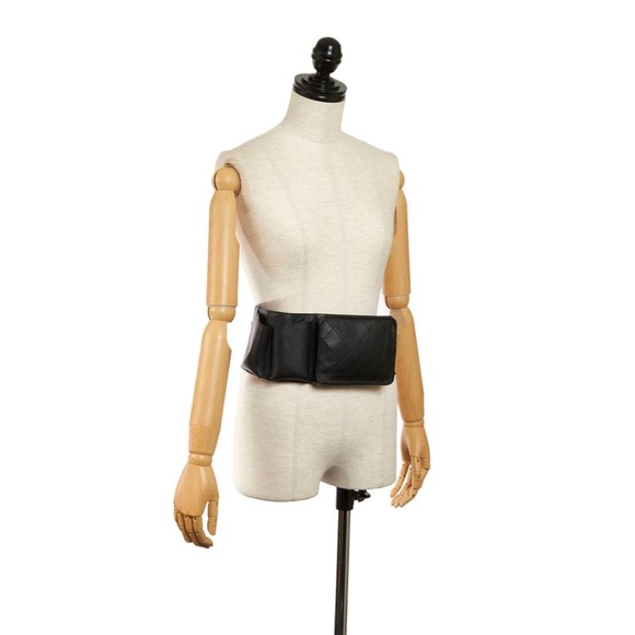 Authentic Chanel Uniform Belt Rare Matelasse Waist Bum Fanny Pack Black … - Picture 1 of 16